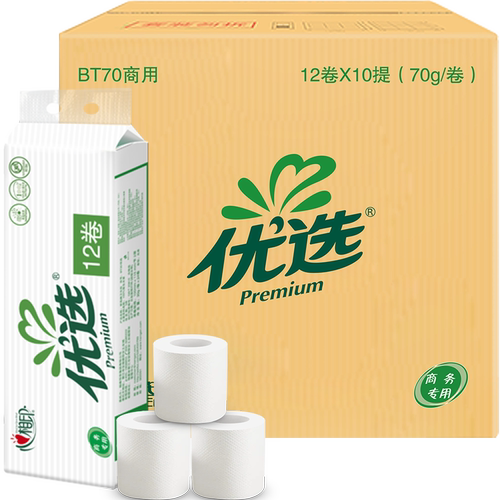 心相印卷纸BT70 商务卫生纸两层酒店宾馆厕纸有芯小卷纸整箱120卷 - 封面