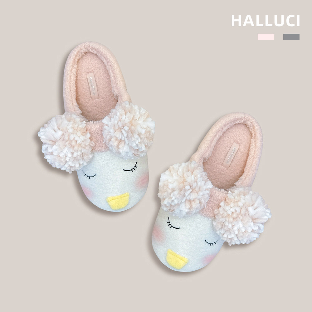 秋冬新品雪花绒企鹅情侣棉拖鞋 甜美可爱橡胶底防滑家居拖鞋