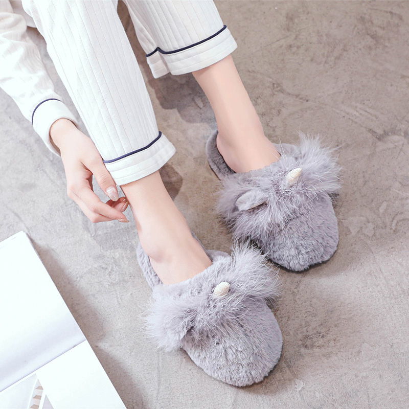 艺帛秋冬新款网红毛绒韩版棉拖鞋