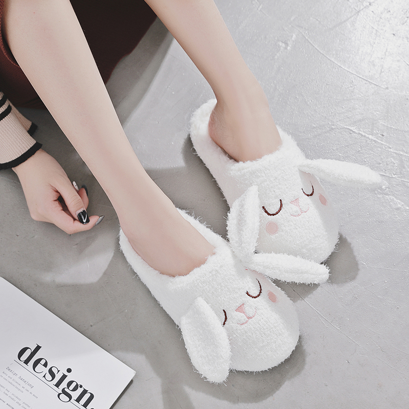日系出口品质卡通小兔子毛绒拖鞋
