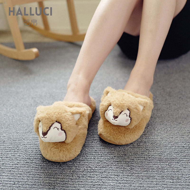 秋冬款眯眼小狐狸冬季情侣棉拖鞋 可爱立体刺猬毛绒室内居家拖鞋,居家布艺,居家棉拖/棉鞋,淘宝优惠券,粉丝福利购,淘宝优惠卷