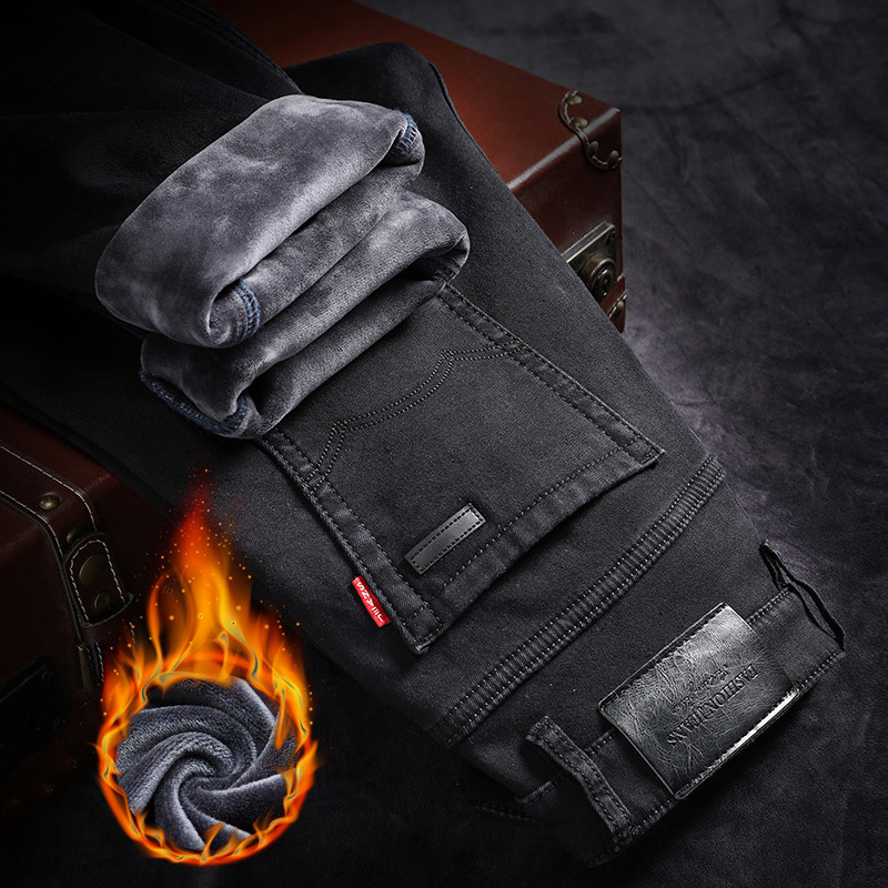 加绒加厚牛仔裤男保暖高弹力宽松直筒修身带绒秋冬款休闲长裤子潮,男装,牛仔裤,淘宝优惠券,粉丝福利购,淘宝优惠卷