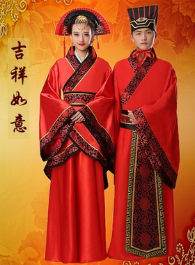 2025新款古装红色新娘新郎中式结婚喜服婚礼汉服唐朝汉朝婚服男女