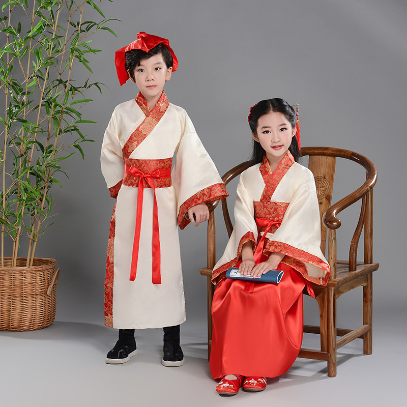 古装儿童汉服古代古装幼儿书童男童国学三字经弟子规演出表演服装