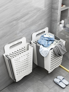 卫生间置物架浴室厕所折叠脏衣篮免打孔壁挂式 洗手间洗衣机收纳架