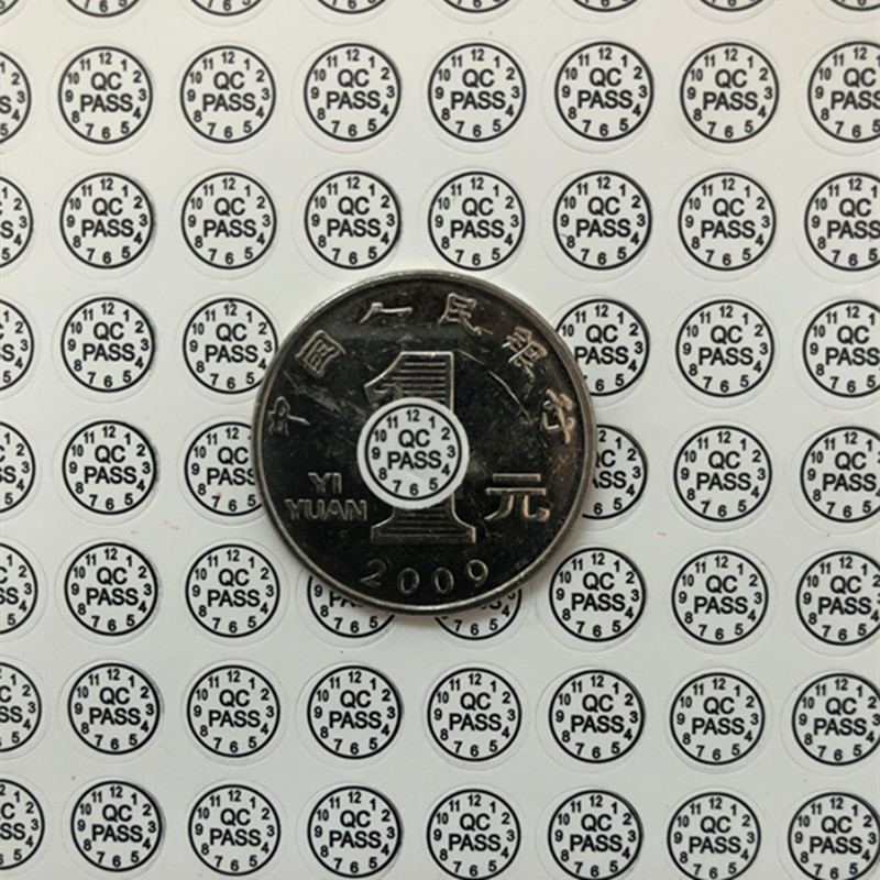 黑色8mm易碎QCPassed标签贴保修防拆合格签标不干胶QC现货