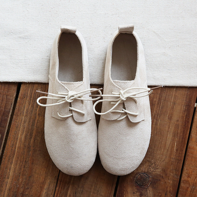 森女文艺复古绒面圆头系带平底鞋手工舒适简约软底百搭休闲鞋女鞋|ruв категории Женская обувь, низкий чистка - от Buy2taobao.com для оказания профессиональной услуги покупки агента Taobao