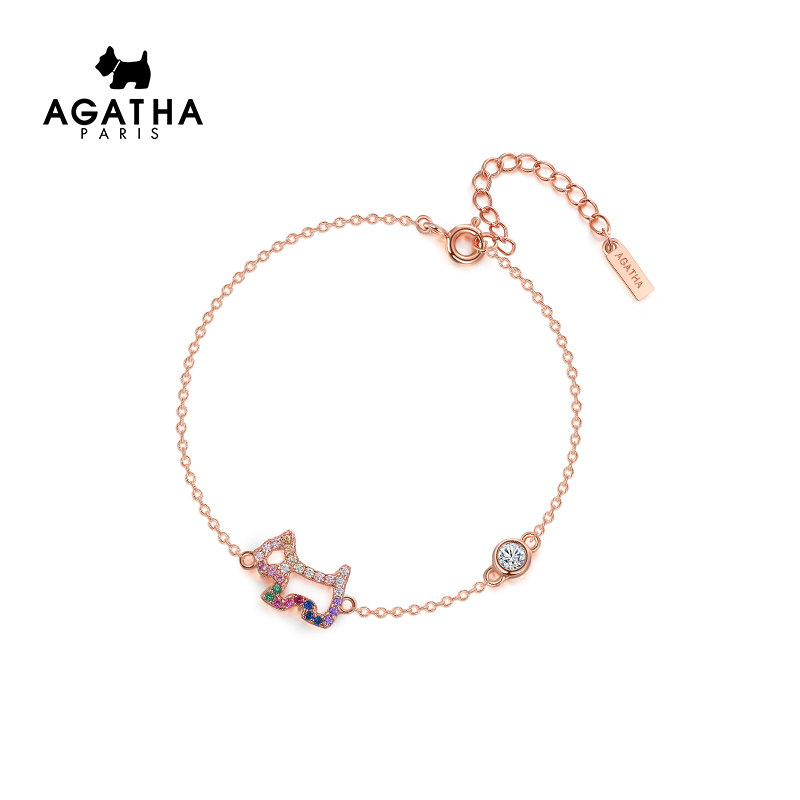 AGATHA/瑷嘉莎新款925银手链女镂空经典小狗手链气质简约首饰饰品