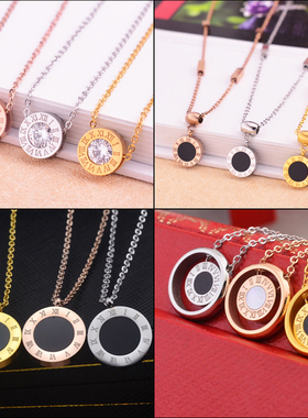 韩版镀玫瑰金罗马数字镶钻装饰项链女日韩百搭彩金锁骨链饰品