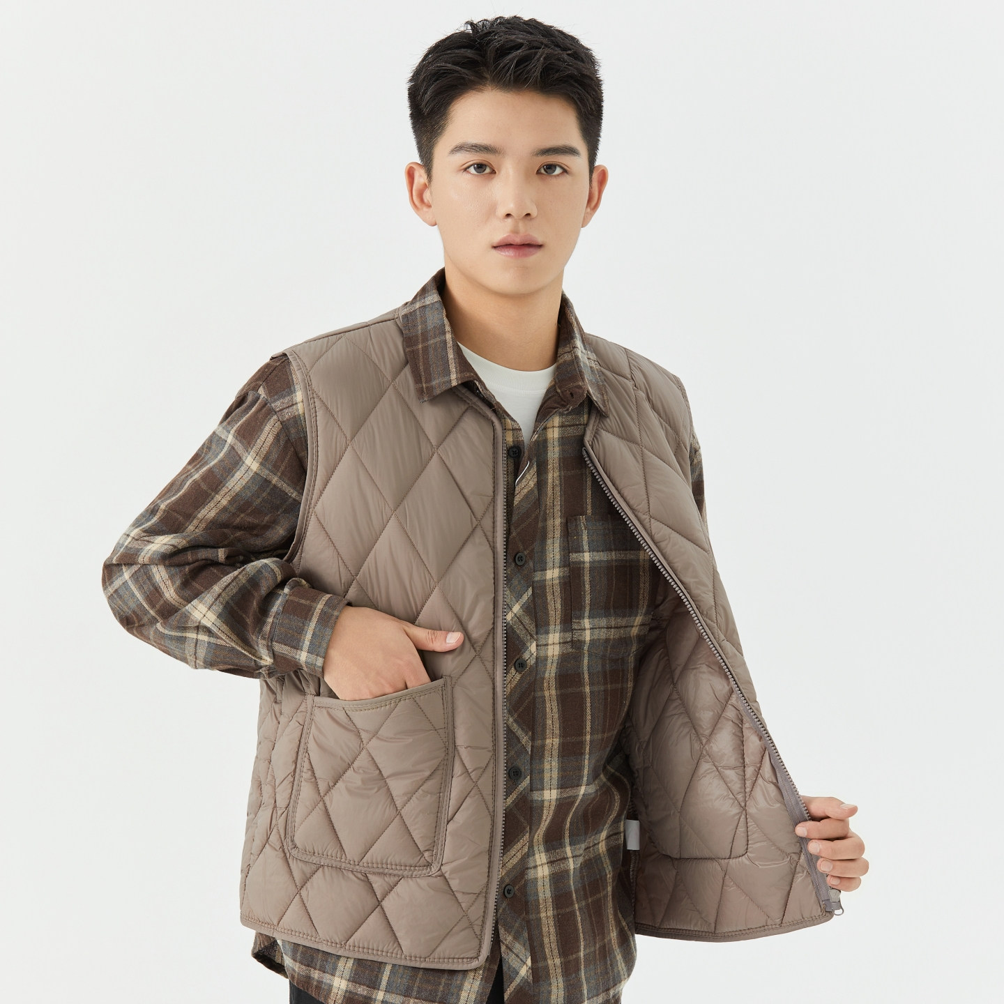 内穿春秋拉链轻薄保暖马甲坎肩男