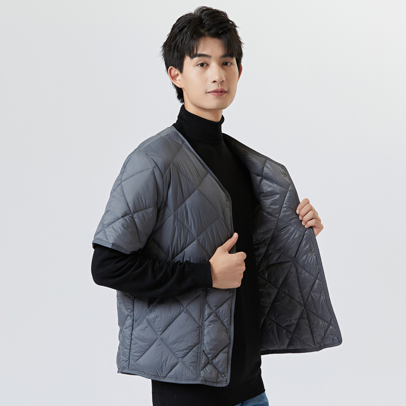 2025秋冬季羽绒棉服短袖内胆男士棉衣轻薄打底半袖马甲男坎肩护肩