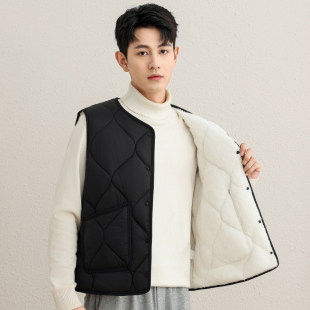 保暖背心加绒加厚青内胆学生打底贴身坎肩 羽绒棉马甲男款 冬季 新款