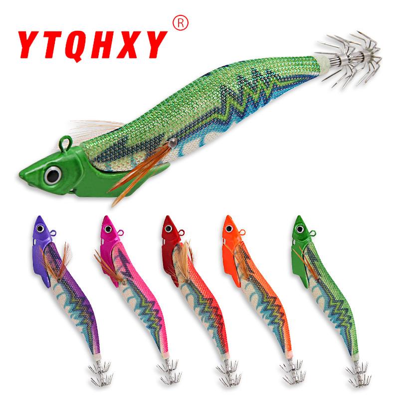 路亚饵 海钓铅头闪电木虾五色真夜光假饵13.4cm38.5g章鱼鱿鱼钩