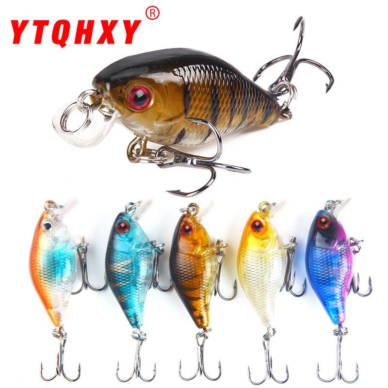 路亚饵摇滚小胖子4cm/4.6g黑色三本钩塑料真假鱼饵硬饵假饵渔具