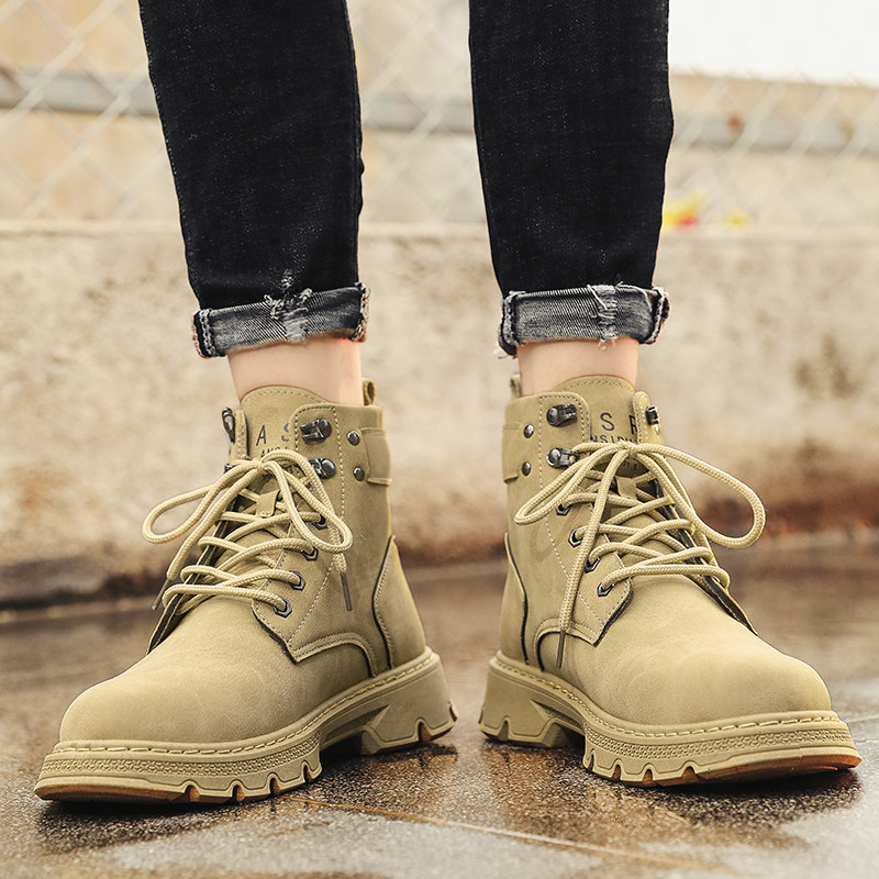 사계절 남성용 노동 보호 신발 건설 현장 방수 및 미끄럼 방지 작업 겨울 남성 신발 통기성 및 내마모성 겨울 하이 탑 마틴 부츠