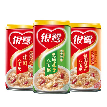 银鹭桂圆莲子八宝粥速食粥好粥道低糖桂圆360g/280g罐装混装