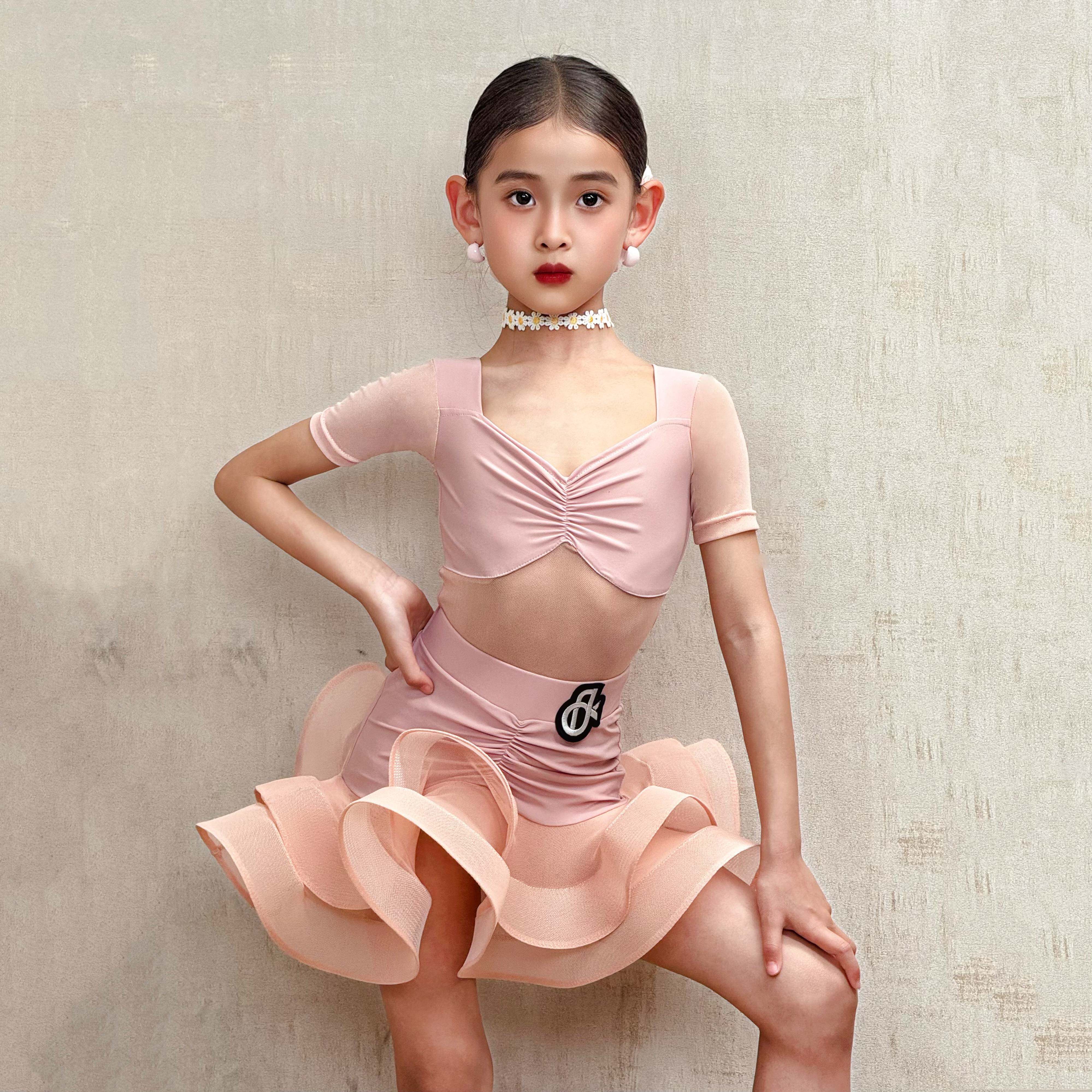 梵蒂恺少儿拉丁舞练功服女童2026新款春夏网红套装高级感表演出服