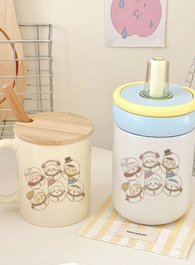 冬日可爱 buff！乌萨奇雪人蓝色圆环提手保温杯 + 马克杯