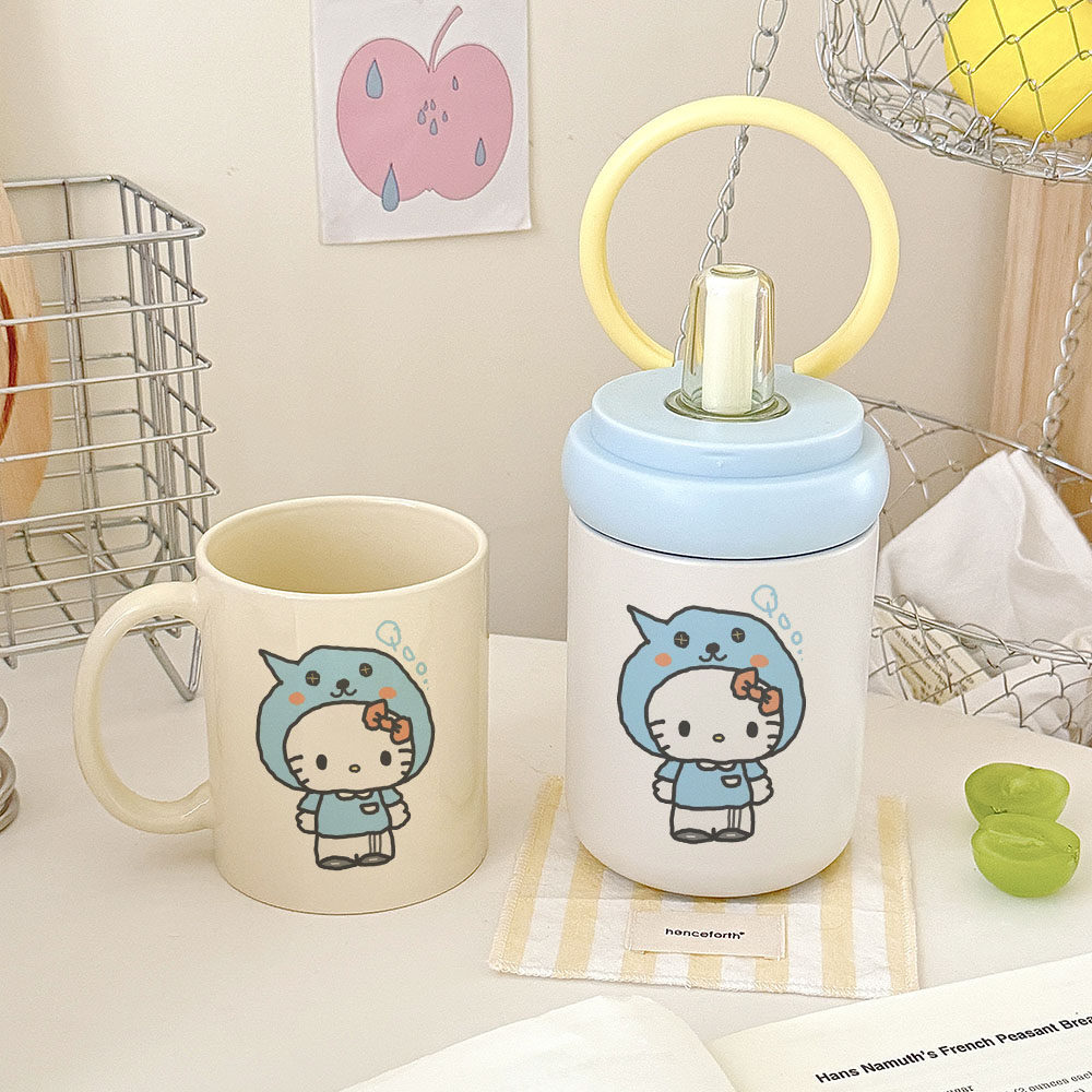 少女心保温水杯酷儿 Kitty 蓝色圆环提手保温杯带勺盖马克杯,个性定制/设计服务/DIY,保温杯,淘宝优惠券,粉丝福利购,淘宝优惠卷