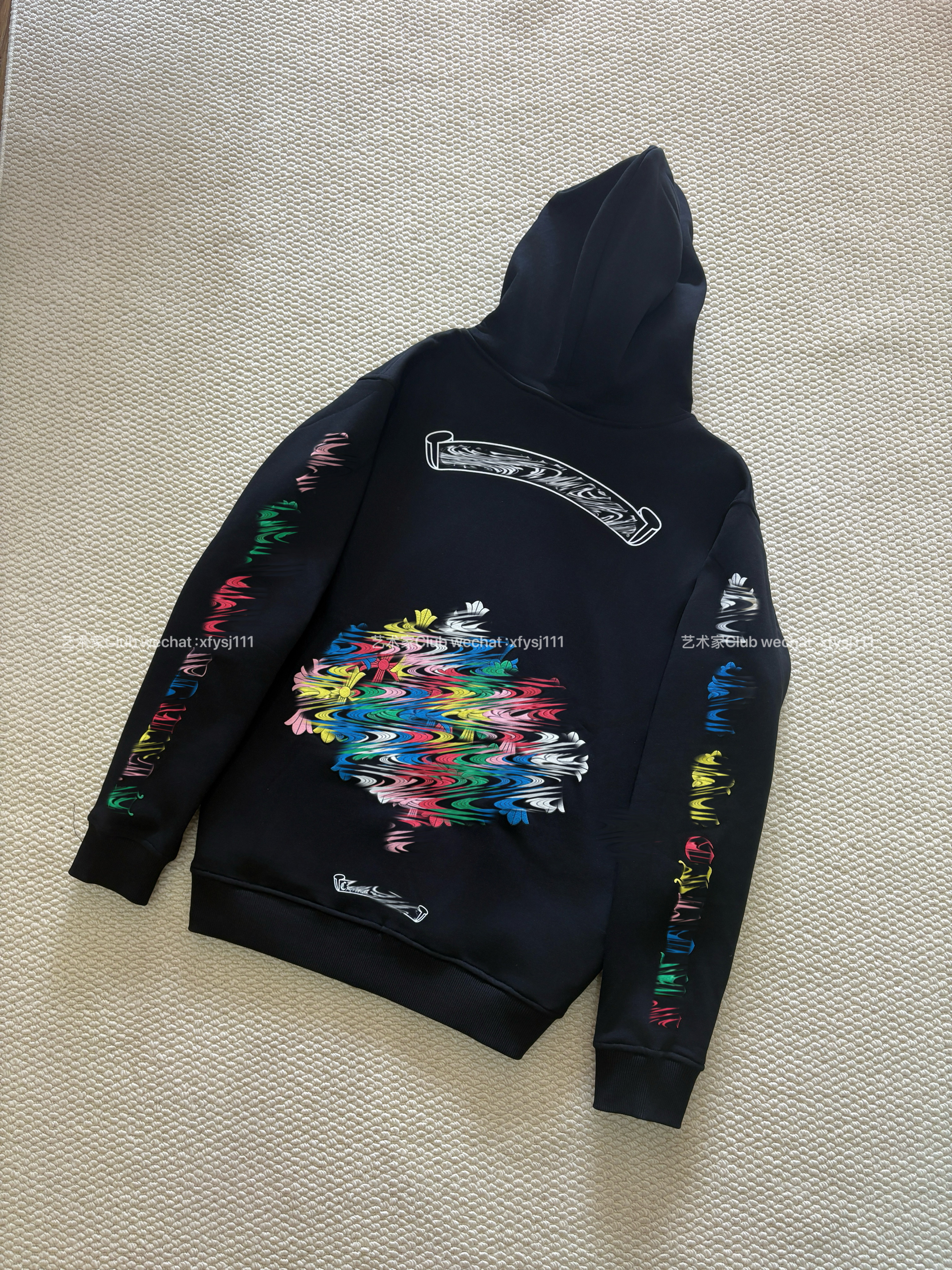 【最强现货】艺术家自主经典彩色满印十字架梵文拉链连帽卫衣帽衫