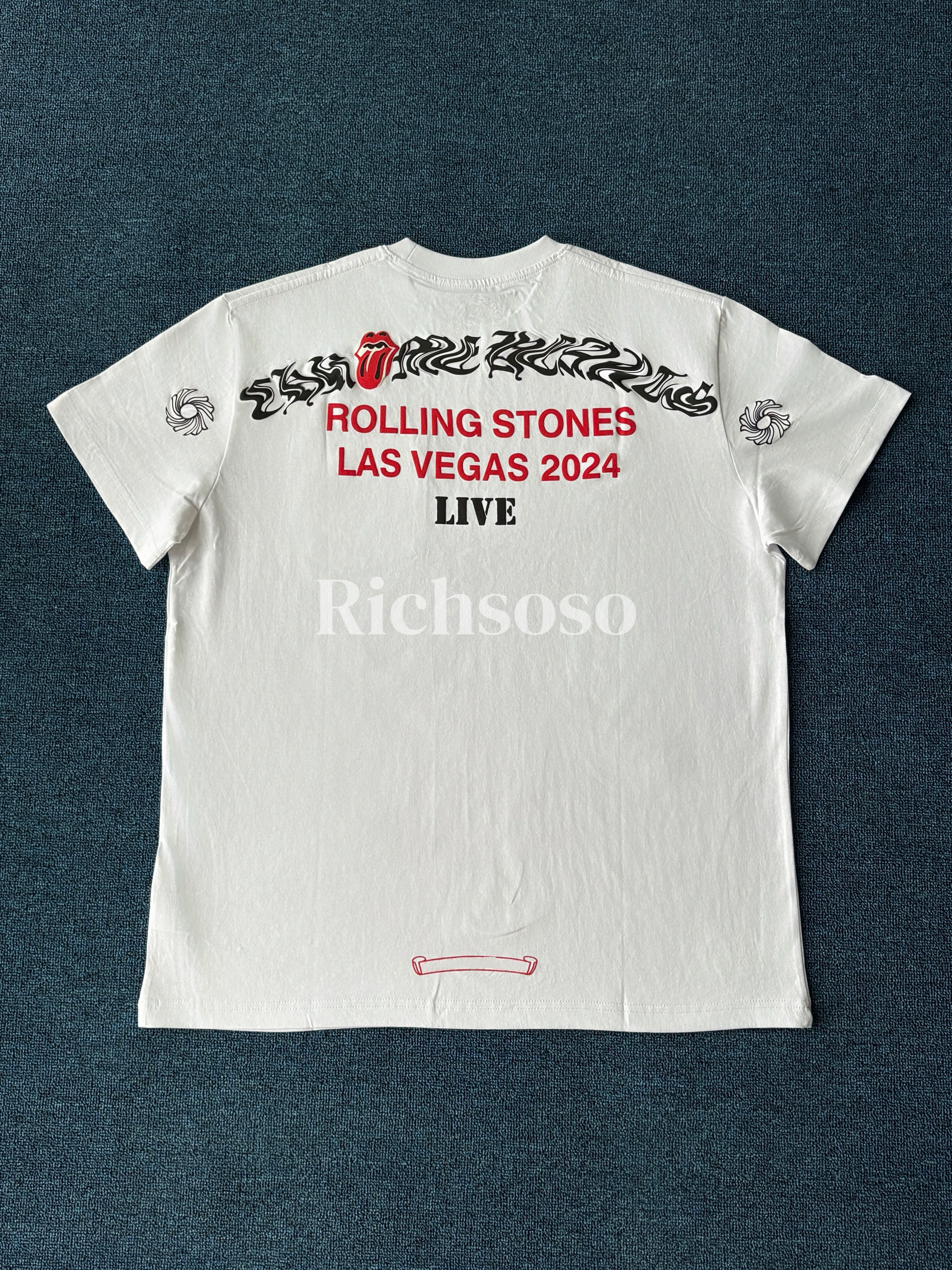 Ceiling of the Sky Las Vegas Limited Edition Rolling Stones Exhibition Limited Edition Sanskrit Scroll Tongue Short Sleeve T-Shirt