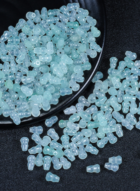 翡翠巴山翠冰种小葫芦玉珠散珠串珠DIY配件饰品耳坠手工材料配饰