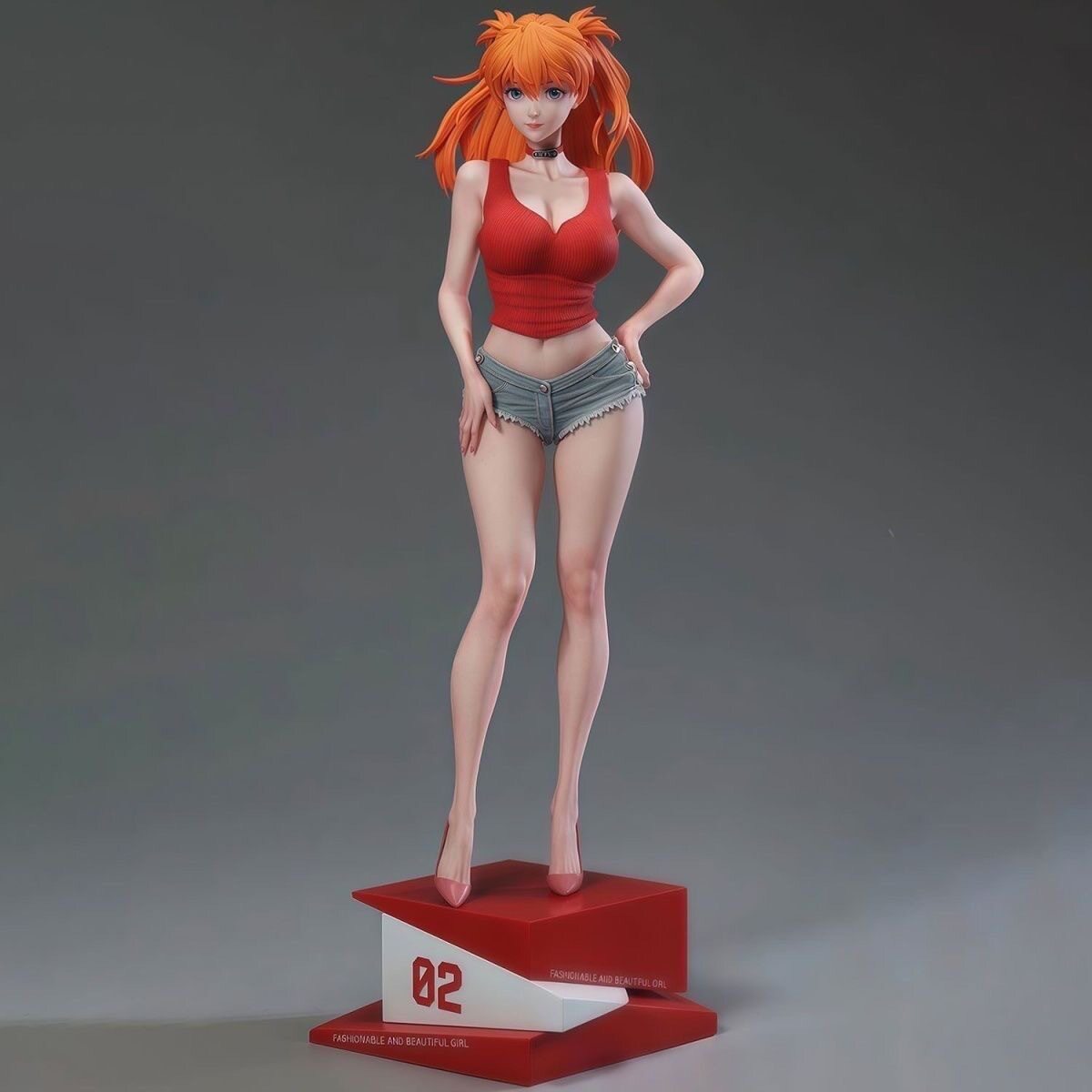 二次元 eva夏日女友校花 明日香 站姿 机箱桌面摆件 盒装景品手办