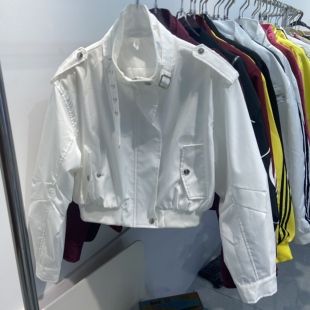 欧货酷飒辣妹立领系带机车棒球服女短款 宽松休闲减龄夹克外套 秋季