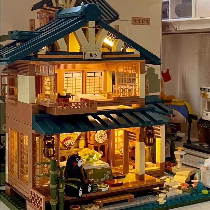 别墅积木街景房子女孩建筑