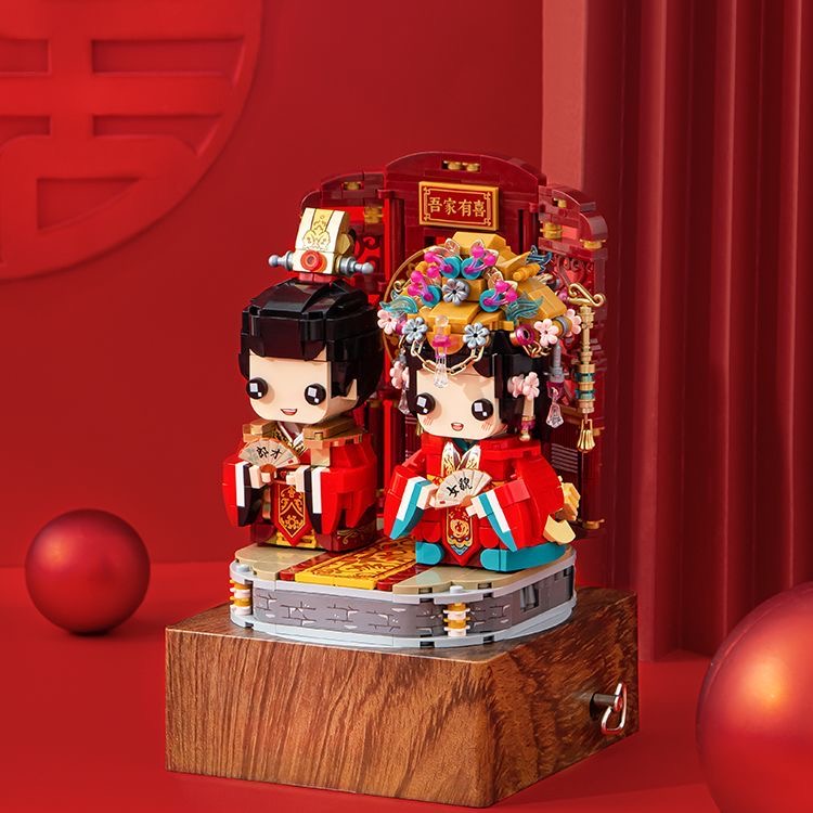中式婚礼音乐盒摆件新郎新娘新婚结婚礼物送新人闺蜜朋友八音盒