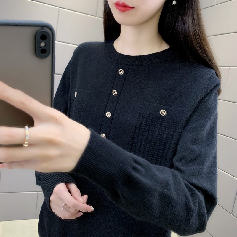 圆领软糯洋气毛衣女宽松时尚纽扣针织打底衫2025秋冬新款女装上衣,女装/女士精品,毛衣,淘宝优惠券,粉丝福利购,淘宝优惠卷