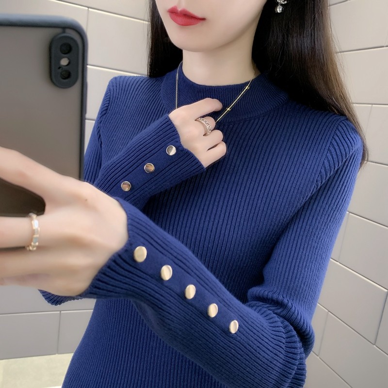 半高领洋气针织衫弹力修身时尚上衣2025秋冬内搭打底衫加厚毛衣女,女装/女士精品,毛衣,淘宝优惠券,粉丝福利购,淘宝优惠卷