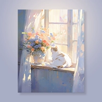 Meow B перед окном