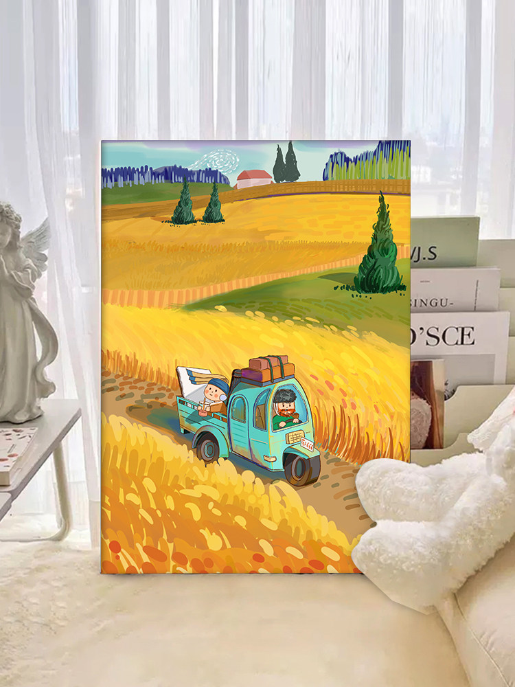 梵高的田野0基础diy数字油画手绘油彩画丙烯填充治愈减压装饰画