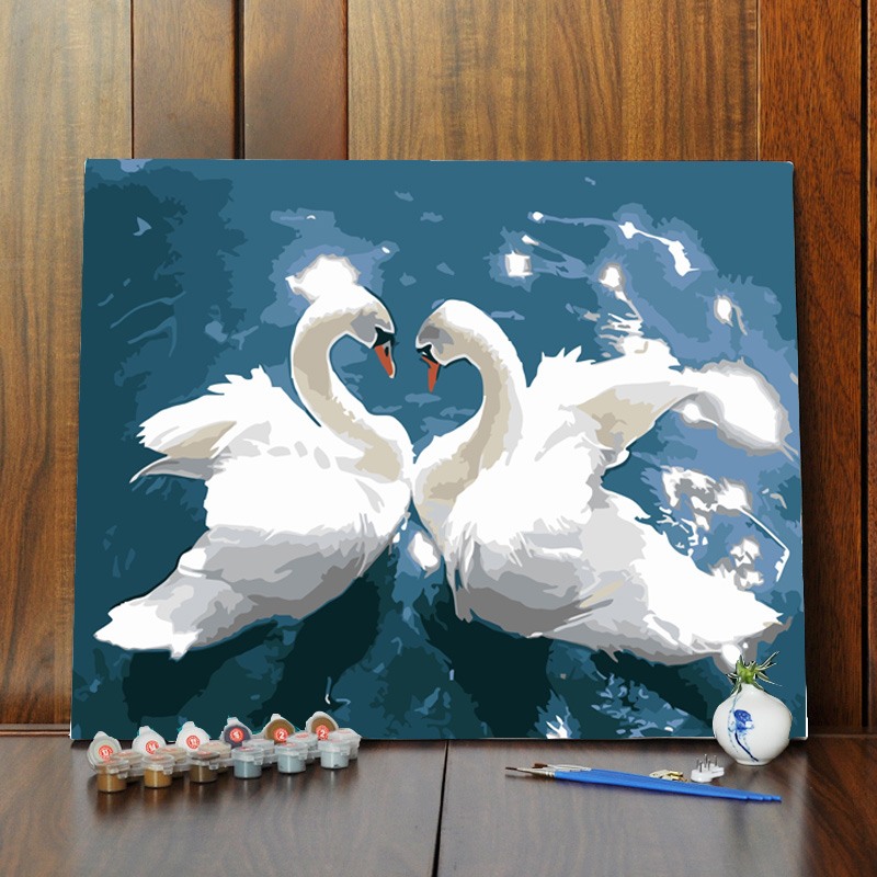领典DIY数字油画填色油彩手绘水彩卧室客厅动物动漫手工风景装饰图片
