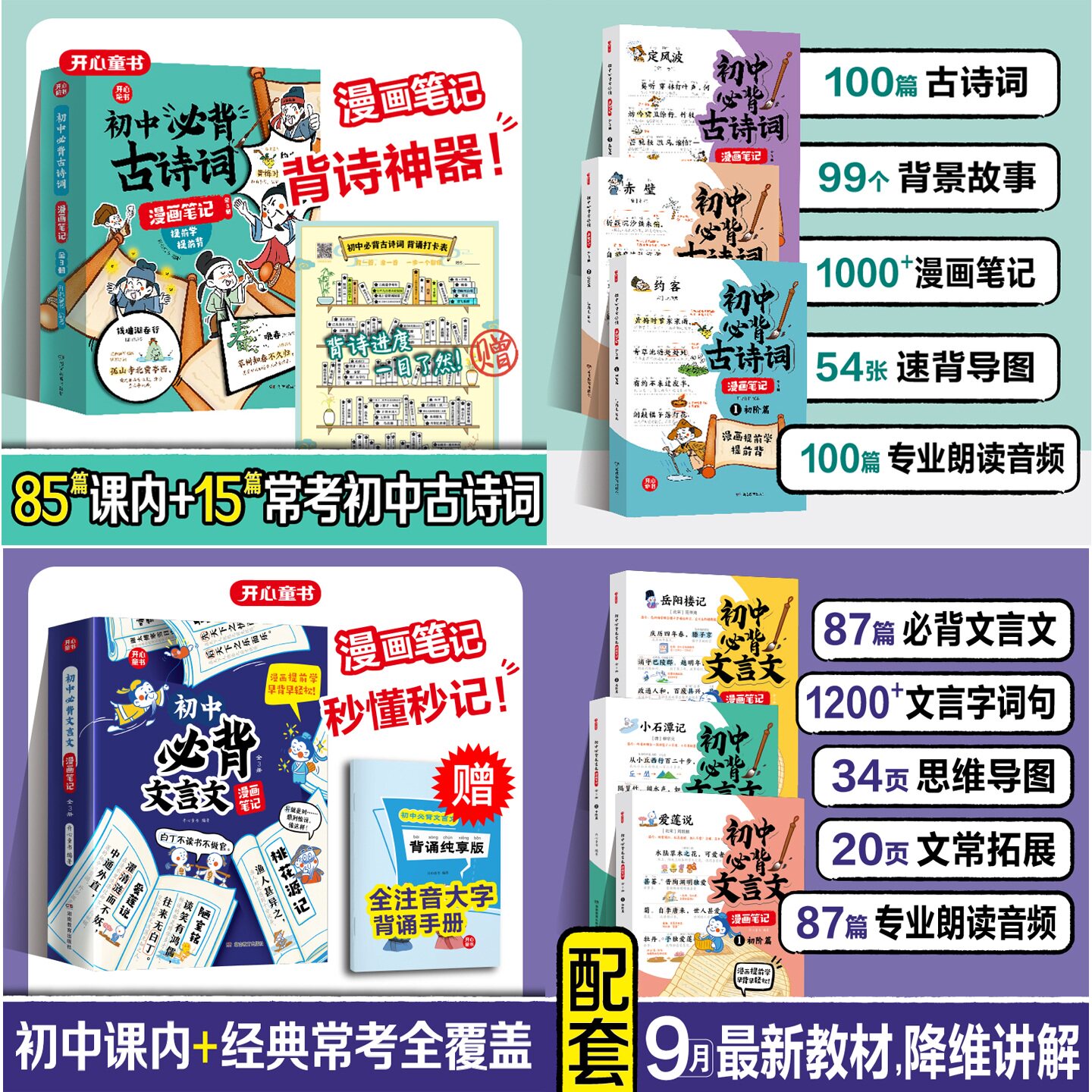 初中必背文言文古诗词漫画笔记