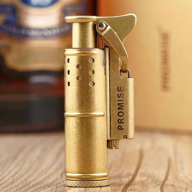 百诚煤油打火机复古战壕铜打火机防风砂轮创意个性刻字火机C005