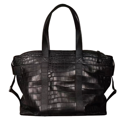 黑曼巴高端哑光进口尼罗鳄鱼皮肚皮男士休闲手提包走秀款包包大号