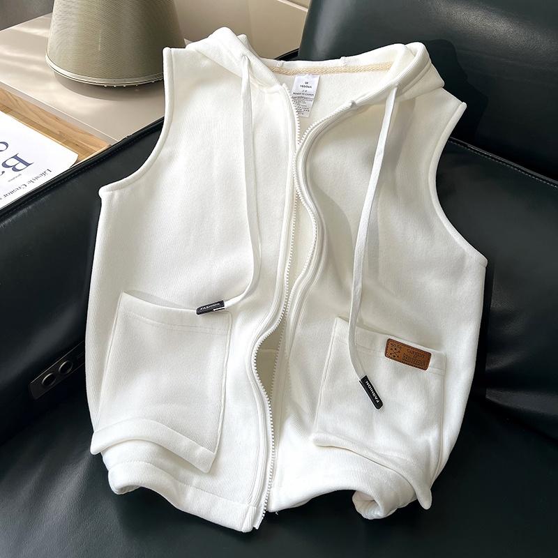 加绒连帽无袖马甲卫衣2025秋冬装