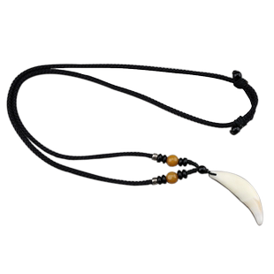 盈月真品藏獒黑狗牙齿吊坠项链男女士个性饰品挂坠转运带血横纹