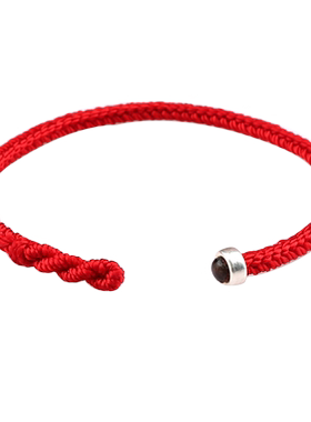 s925银红绳手链男女士儿童本命年鼠手绳手工编织绳转运情侣礼物