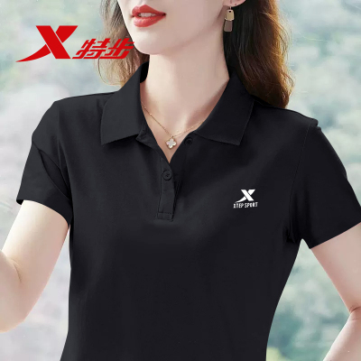 特步冰丝Polo衫女短袖