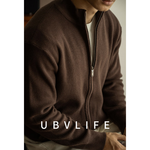UBV可机洗羊毛男士针织休闲外套