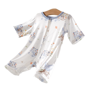 贝肽斯[优可丝]婴儿衣服夏季薄款连体衣七分袖空调服新生宝宝睡衣