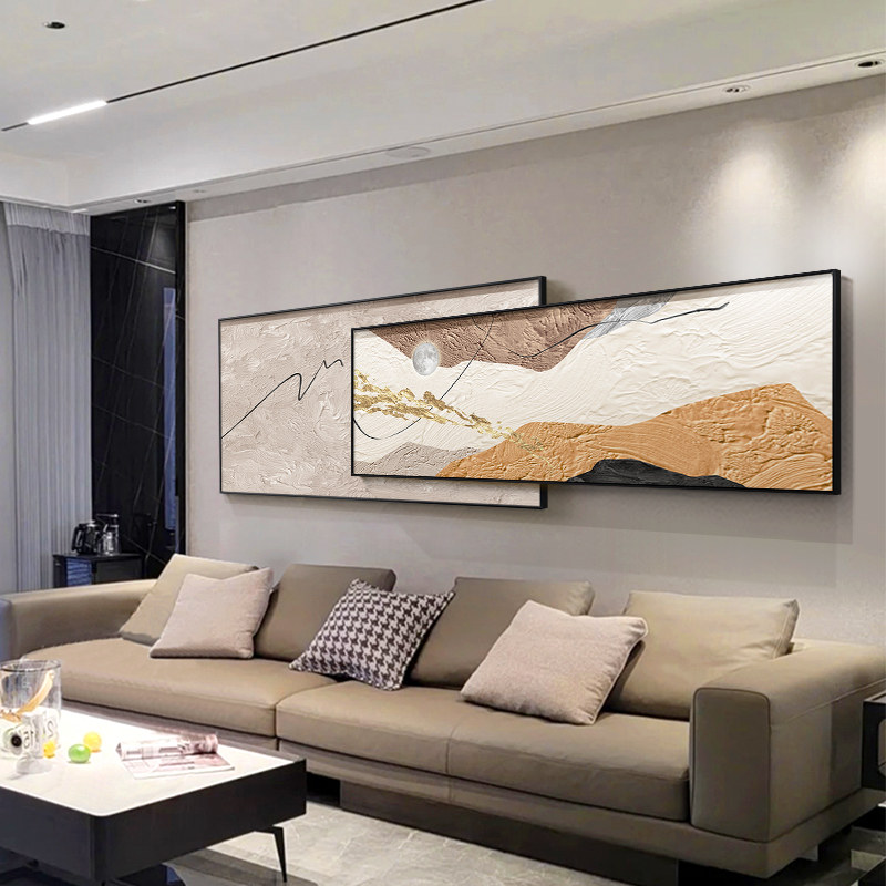 现代轻奢客厅装饰画 画高级感简约抽象肌理画 画壁画 画大气沙发