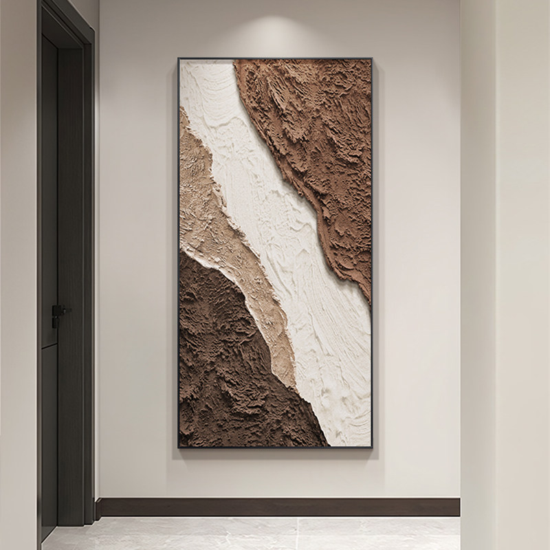 现代简约玄关装饰画 画客厅抽象肌理艺术高级感壁画 画入户过道走