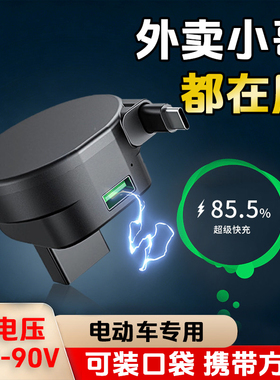 新国标电动车手机充电器240W电瓶车加装USB接口隐藏伸缩线Type-C