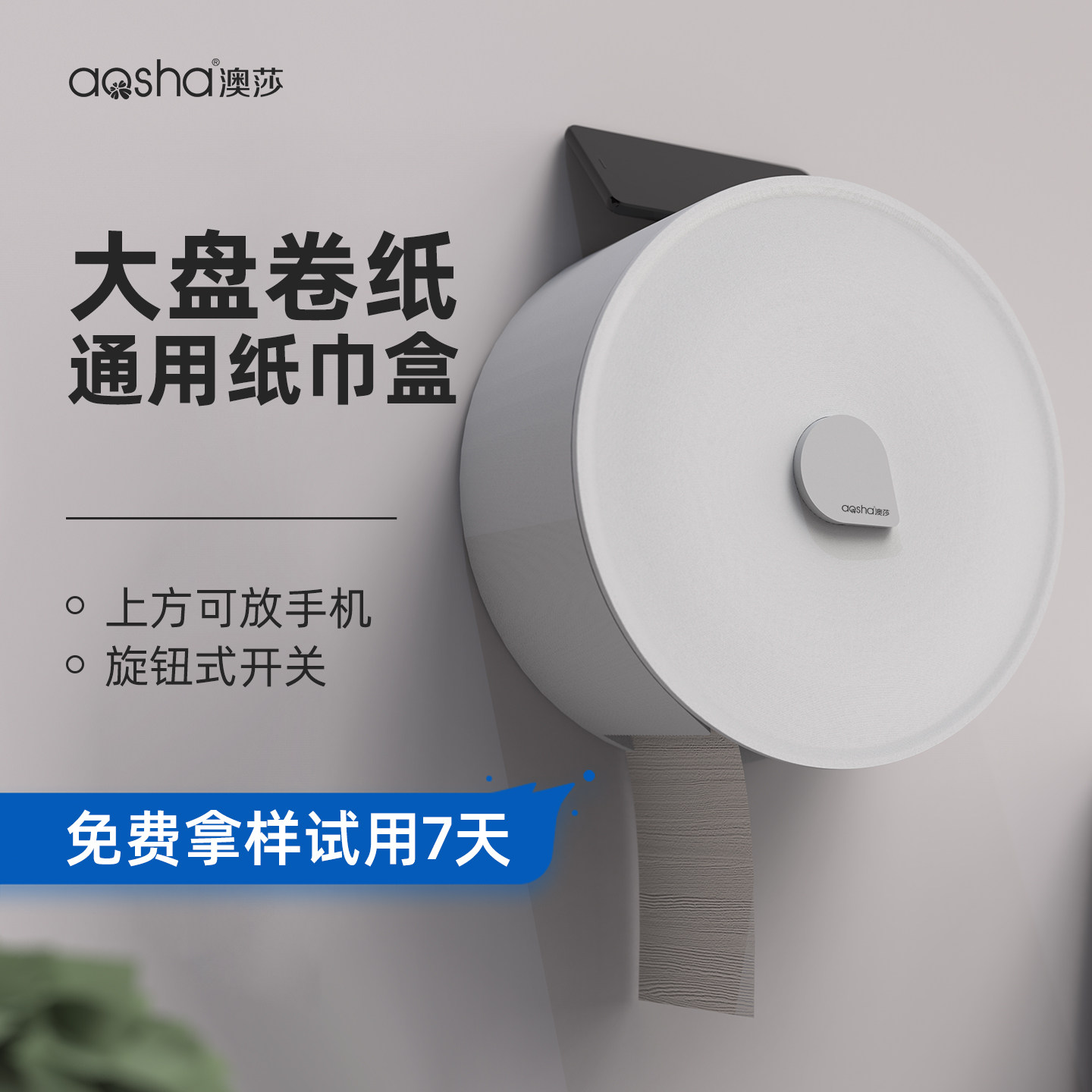 大卷纸盒壁挂式大盘纸厕纸盒卫生间酒店免打孔纸巾盒厕所卷纸筒