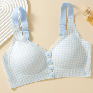 内衣女夏聚拢收副乳防下垂薄款胸罩无痕无钢圈大胸显小前排扣文胸