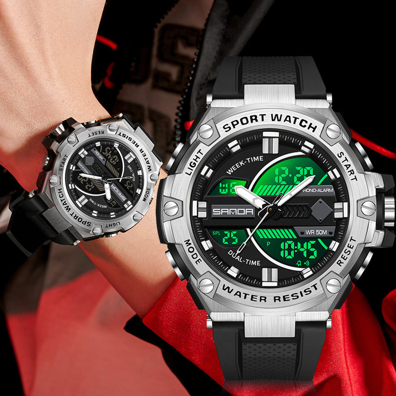 电子手表男款户外运动大表盘霸气多功能双显高中学生潮流防水防摔